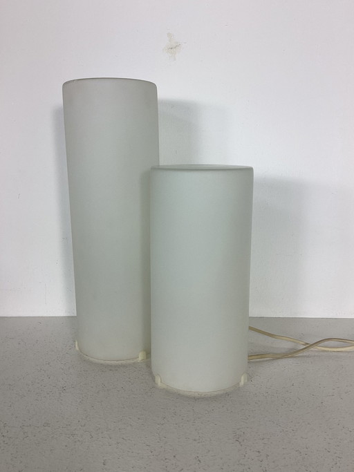 Set aus 2 Vintage-Lampen aus mattiertem Glas