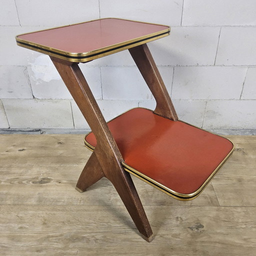 Vintage side table / plant table (Van Teeffelen style) Formica / beech wood (1960s / 60s)