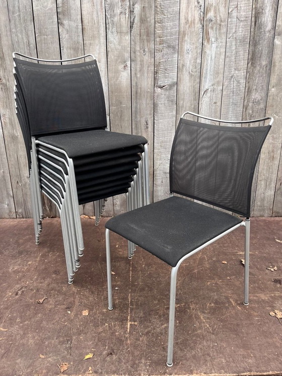 Zwitserse stoelen, Dietiker Satu (8 op voorraad), Eetkamerstoelen, Metaal, Textiel, Zwart, Design (foto 12 van 14)