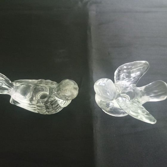 Image 1 of Uranium glass bird candlesticks Boyd -Parish)
