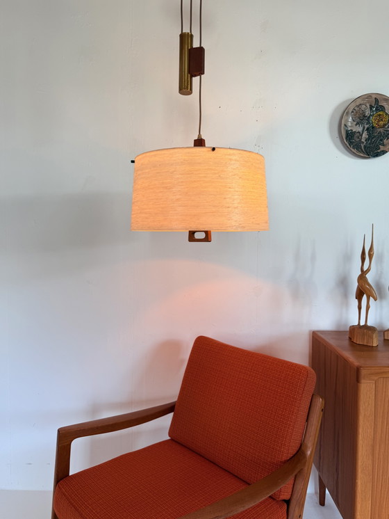 Lampada a sospensione vintage a contrappeso, Temde Leuchten anni '60 – Lampade a sospensione, Wood, Plastic (photo 9 of 15)