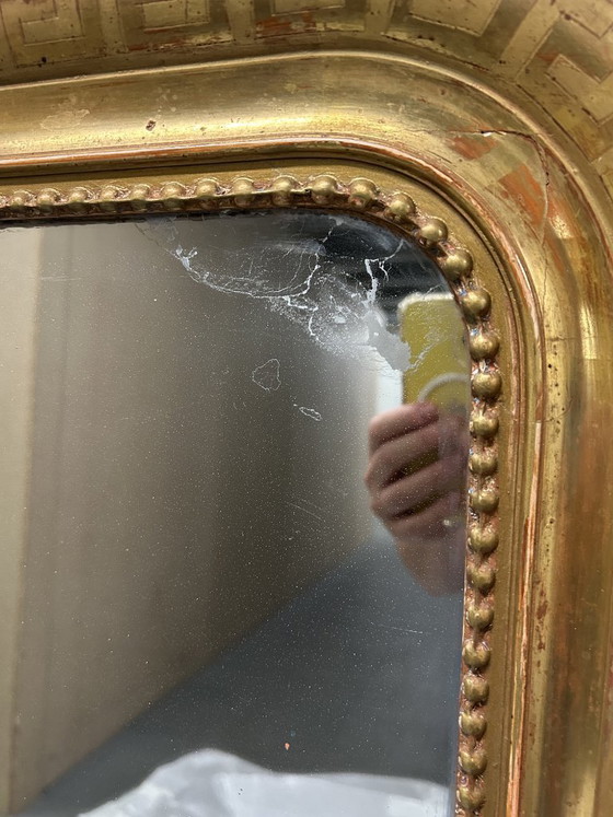 Image 1 of Large Antique Mantelpiece Mirror in Louis Philippe style - Gold - 141 x 103 cm.