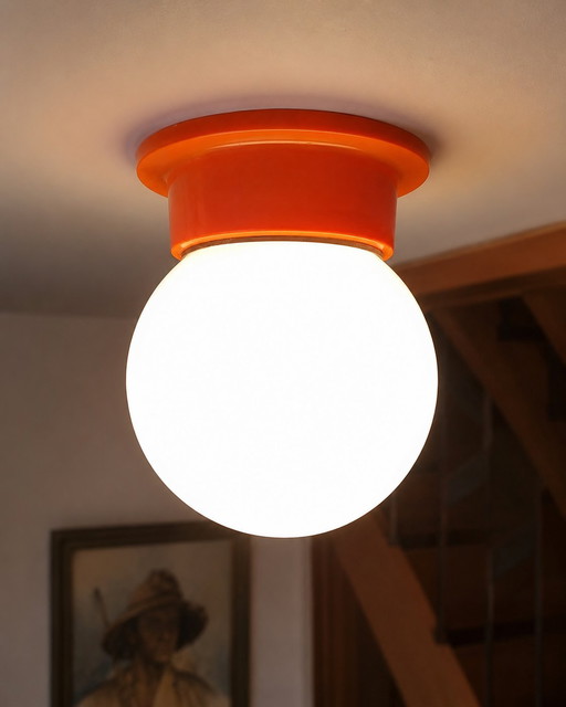Space Age Wand- of Plafondlamp Oranje – 1970s Pop Art