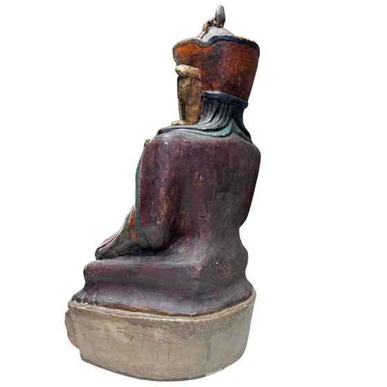 Rara Karma Pakshi (2º Karmapa) del siglo XVII – Escultura de madera policromada calidad museo – 44 cm – (photo 7 of 10)