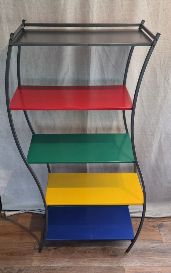 Set of Two Vintage Memphis-Style Bookcases – Memphis Style, Metal (photo 4 of 11)