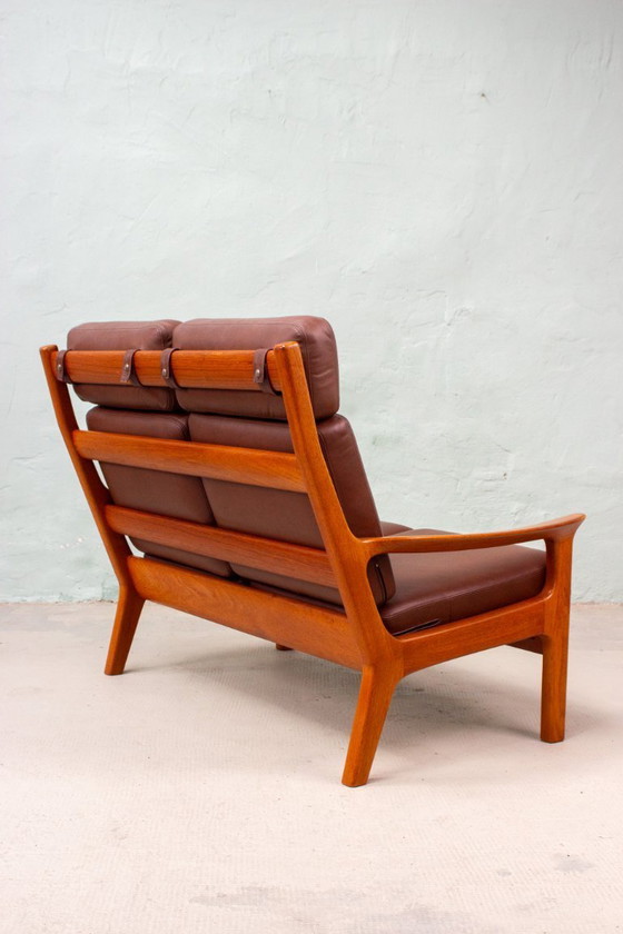 Image 1 of Canapé vintage en teck, style danois, Juul Kristensen, cuir, milieu du siècle