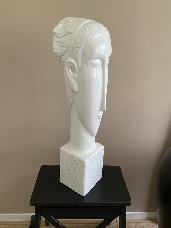 Image 1 of Buste beeld à la Modigliani, Brancusi en Afrikaanse beeldhouwkunst 