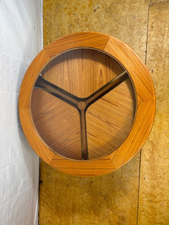 Image 1 of Mid-century retro vintage teak round coffee table with 3 nesting side tables by g plan – 1960    Elegant design|functional