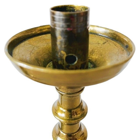 Image 1 of Set of antique brass baluster candlesticks 1900's