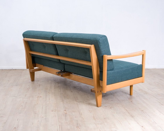 Image 1 of Sofá/diván "Stella" de los años 60, una pieza rara fabricada en madera maciza de haya por Walter Knoll.