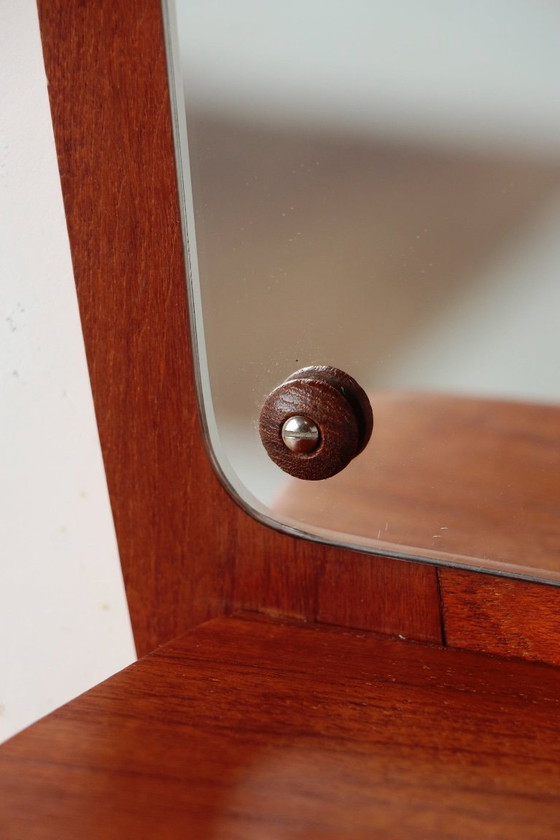 Image 1 of Scandinavian Teak Wall Mirror with Drawers – Mid-Century Danish Design