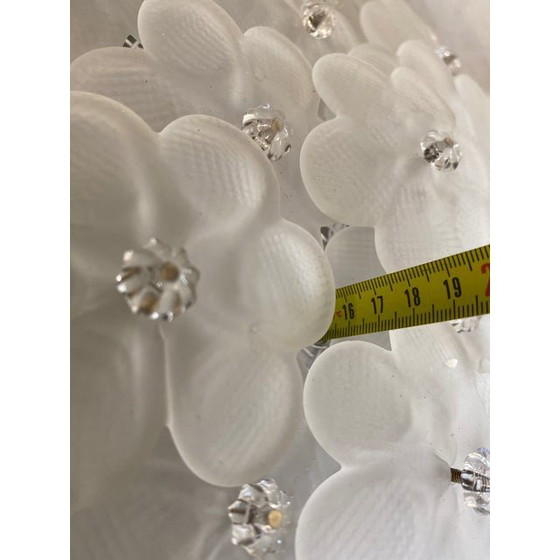 Image 1 of Contemporary Sanded-Flowers Murano Glass Flush Mount