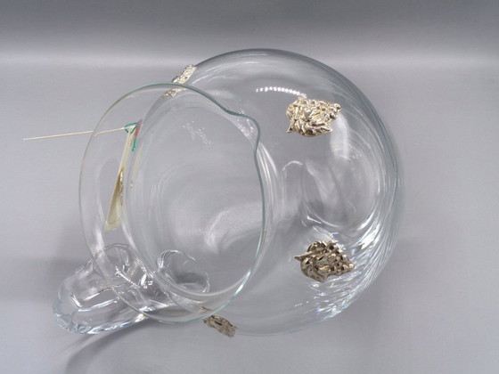 Image 1 of Jarra de vidrio soplado con uvas de plata 925.