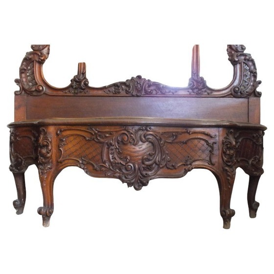 Image 1 of large Liberty Art Noveau wall beveled mirror with planter wood walnut years '900