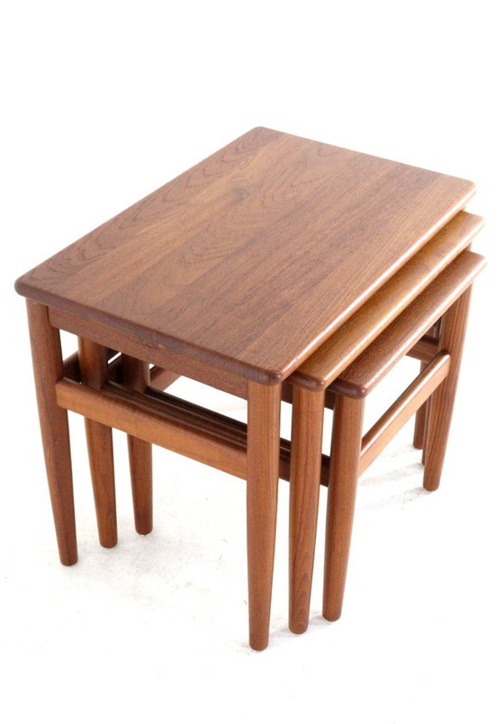 Set of 3 Danish Nesting Tables Side Tables Solid Teak Vintage Restored – Wood (photo 16 of 19)