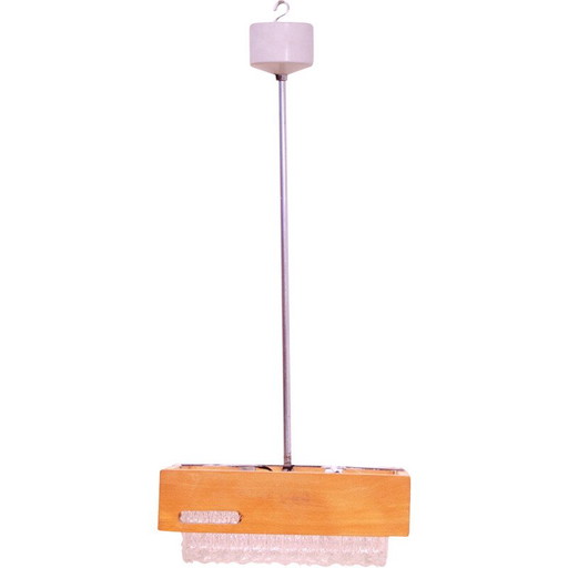 Vintage hanglamp van glas en chroom, Tsjechoslowakije 1970