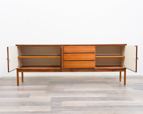 Image 1 of 1960s walnut sideboard, straight-lined design, restored.