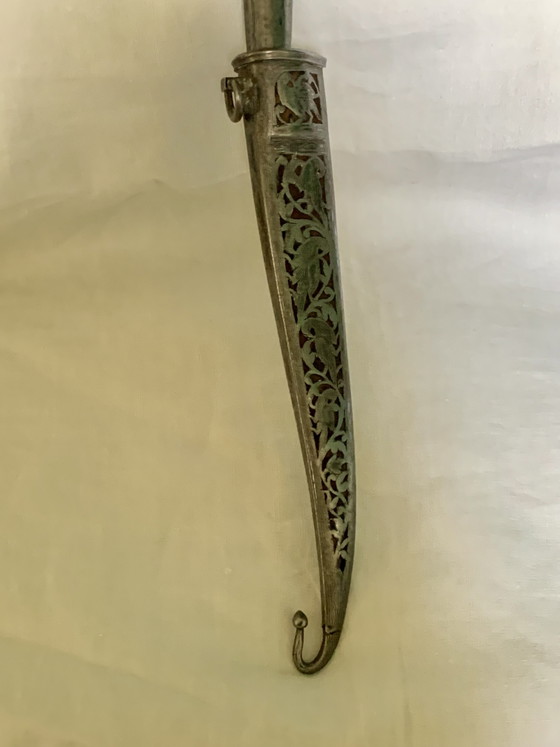 19e-eeuwse Perzische ceremoniële dolk, Qajar-periode – Zeldzame parkietversiering – Cadeaus, Metal, Leather (photo 11 of 30)