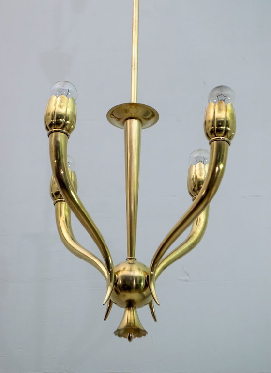 Image 1 of Lampadario italiano in ottone Art Déco, anni '40