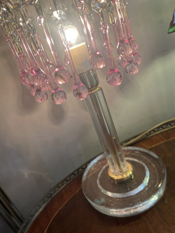 Image 1 of Vintage pink Murano Teardrop table lamp