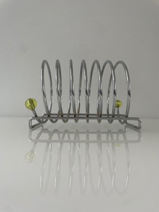 Image 1 of Porta toast cromato postmoderno vintage con dettagli al neon