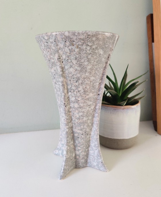 Image 1 of Faux granite postmodern vase with pink tones - Italian 1980s