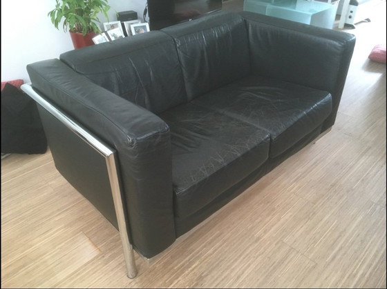 Image 1 of Ensemble de canapés en cuir vintage (fauteuil + canapé 2 places)