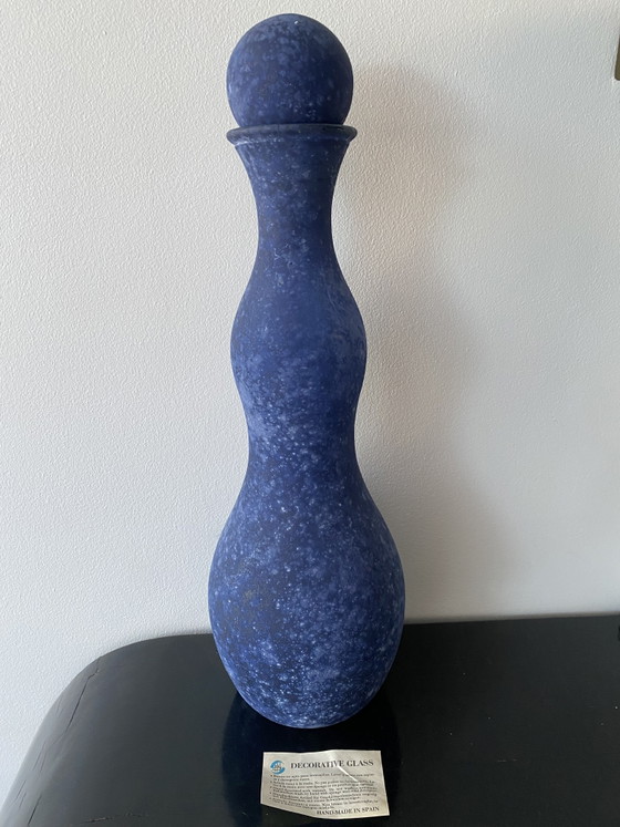 Giant Blue Glass Bottle Handmade in Spain – Decorative Objects (photo 7 of 15)
