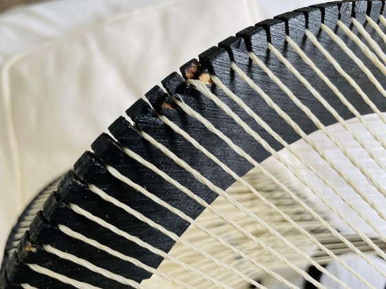 Image 1 of Lámpara colgante portuguesa de madera negra rústica, años 60