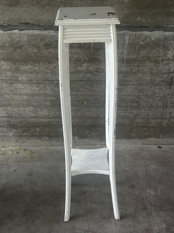 Selletta Antica in Legno Verniciato Bianco – H 110 Cm – Porta piante, Wood (photo 2 of 9)