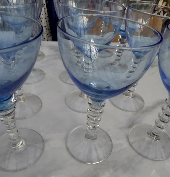 Image 1 of set di 12 bicchieri da dessert vintage Luxor Bi-col Zaffiro blu