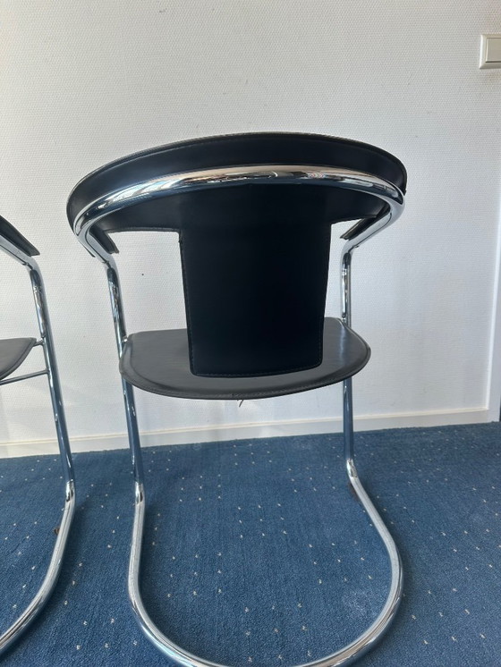 Image 1 of Designer chairs – A. Rizzatto – set of 4 – chrome & black