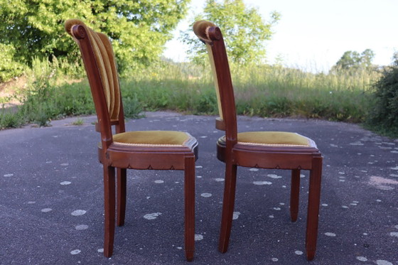 Image 1 of Paire de chaises Art Déco en velours et bois massif