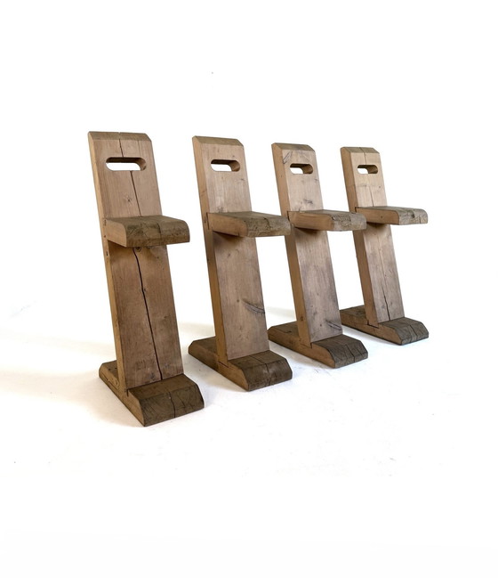 Image 1 of 4x tabourets de bar sculpturaux '80
