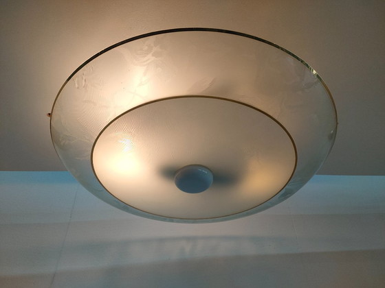 Image 1 of Large vintage 1960s/70s glass ceiling light.