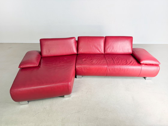 Image 1 of Original Koinor Volare Sofa Design Couch Leather Red Corner Sofa