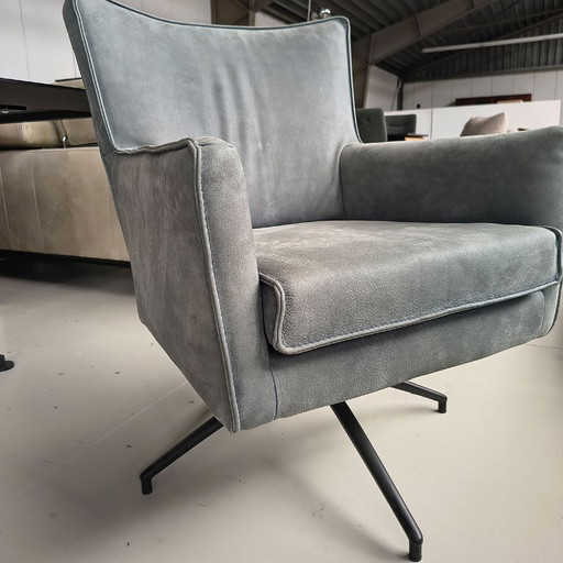 Armchair with swivel base, grey