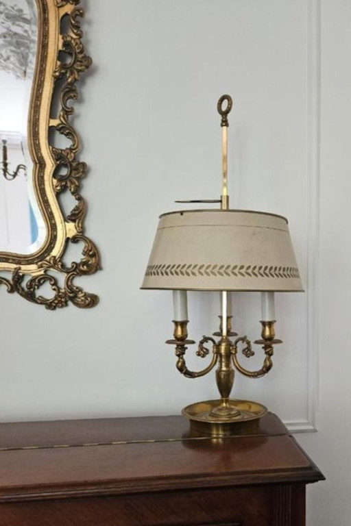 Exceptional Empire Style Bouillotte Lamp, Swan, Lucien Gau - Perfect Condition * – tafellampen, Metal, Brass (photo 2 of 14)