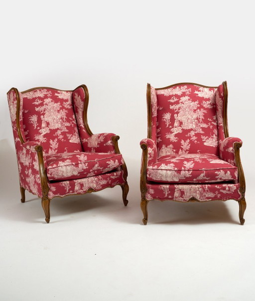 Paire de fauteuils style Louis XV -wingback 