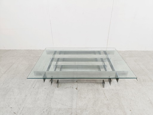 Table basse vintage chromée