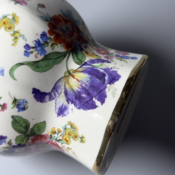 Image 1 of Boch Frères Keramis “Fleurs de Saxe” Keralux Art Deco Vase