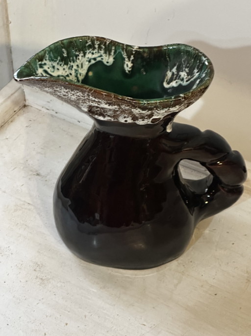 Sculptural Vallauris Pitcher in Glazed Ceramic, 1960s – glazen karaffen, Vintage (photo 2 of 15)