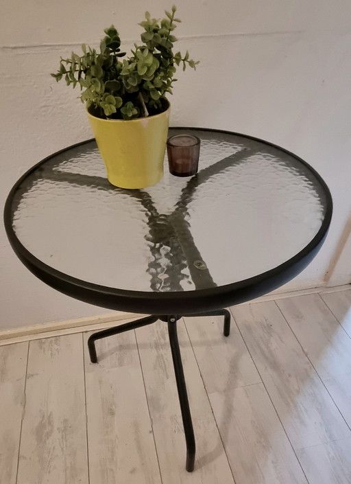 Metal Side Table Glass Top