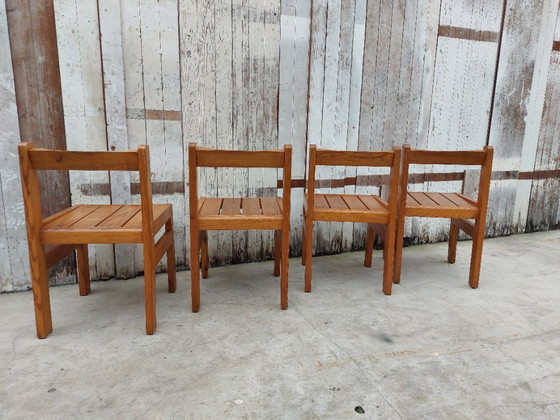 Image 1 of Minimalistische Holzstühle, 1970er Jahre, Satz von 4