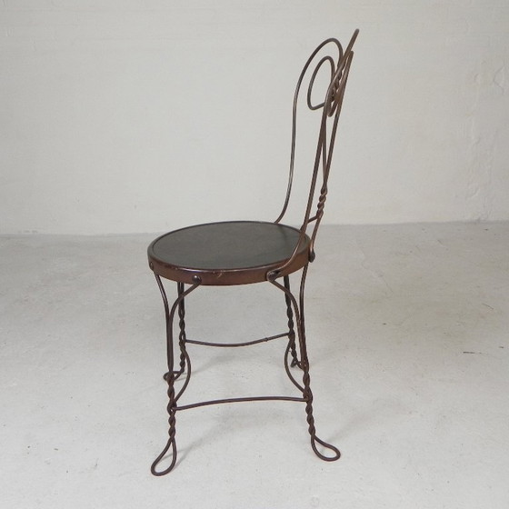 Image 1 of Elegant steel American ice cream parlor chair, 1940s