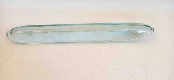 Image 1 of Plato de cristal alargado de los años 70, longitud 38 cm