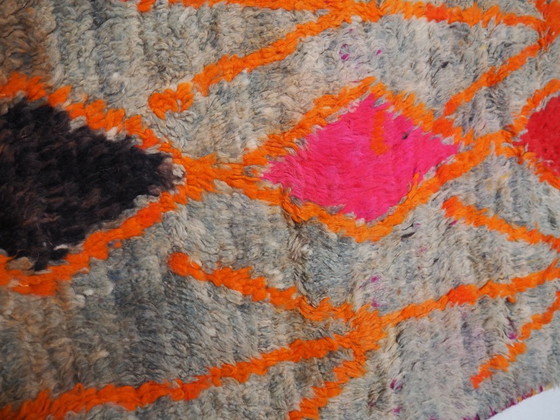 Image 1 of Vintage Marokkaanse Boujaad loper 'Ziva' | Handgeknoopt Berber vloerkleed | 345 × 69 cm