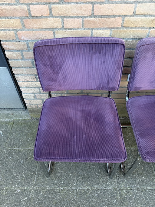 7 Zuiver Ridge Rib Tubular Frame Chairs