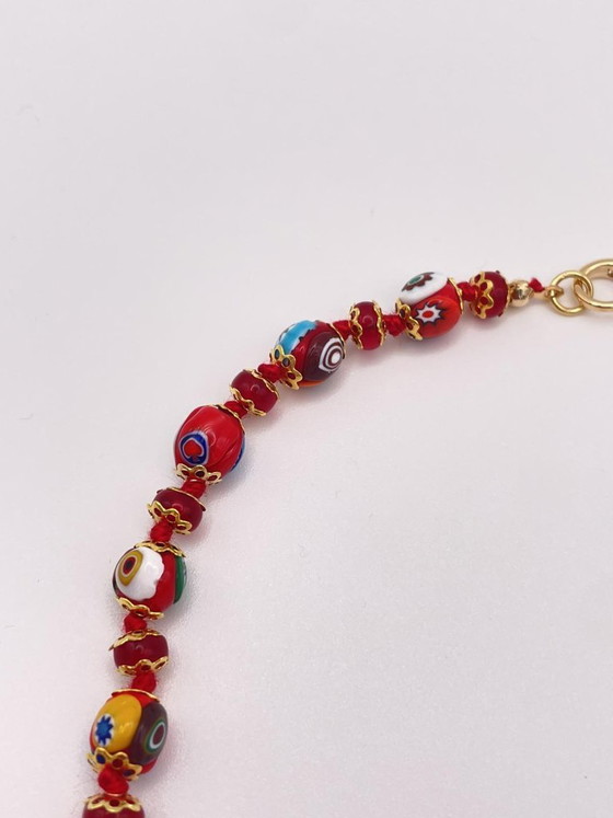 Image 1 of collana vetro di murano rosso con murrine - 45 cm
