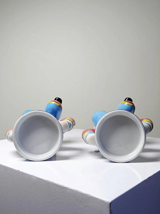 Pair of hand-painted Chinese porcelain candlesticks, 1950s-1970s., Candle holders, Mid Century Modern (photo 8 of 10)